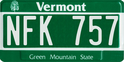 VT license plate NFK757