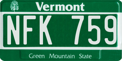 VT license plate NFK759