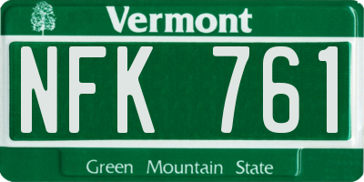 VT license plate NFK761
