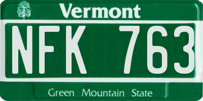 VT license plate NFK763