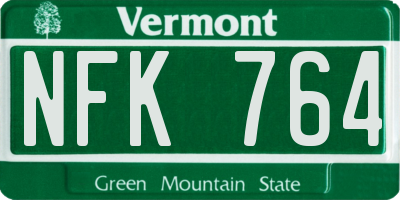 VT license plate NFK764