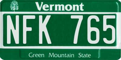 VT license plate NFK765