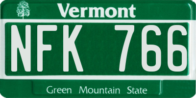 VT license plate NFK766