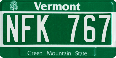 VT license plate NFK767