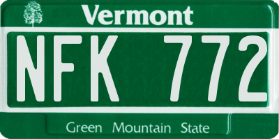 VT license plate NFK772