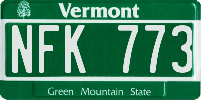 VT license plate NFK773