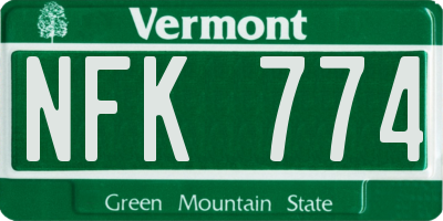 VT license plate NFK774