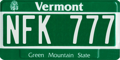 VT license plate NFK777