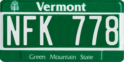 VT license plate NFK778