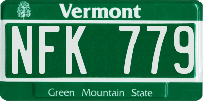 VT license plate NFK779