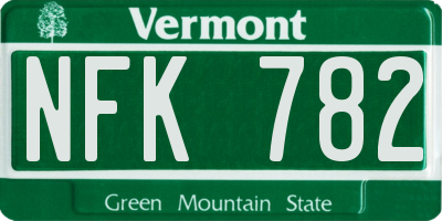 VT license plate NFK782