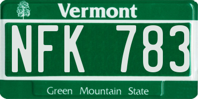 VT license plate NFK783