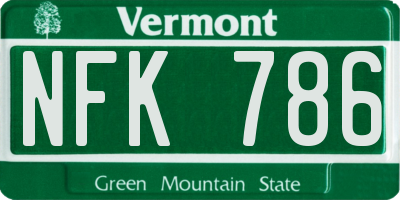VT license plate NFK786