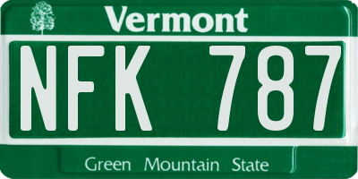 VT license plate NFK787