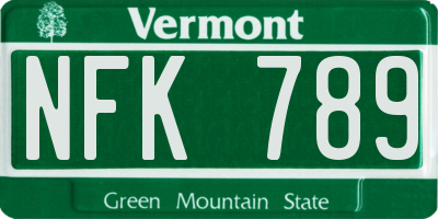 VT license plate NFK789