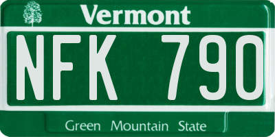 VT license plate NFK790