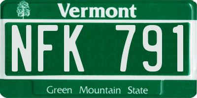 VT license plate NFK791