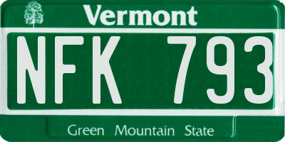 VT license plate NFK793