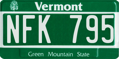 VT license plate NFK795