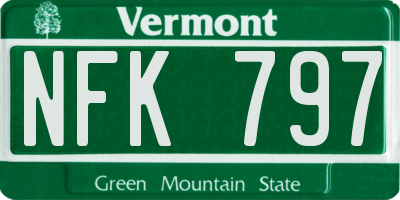 VT license plate NFK797
