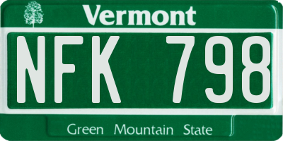 VT license plate NFK798
