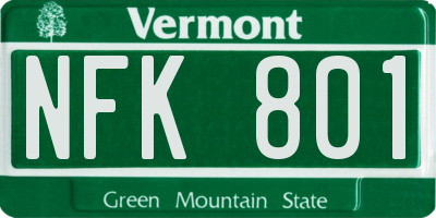 VT license plate NFK801
