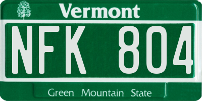VT license plate NFK804