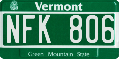 VT license plate NFK806