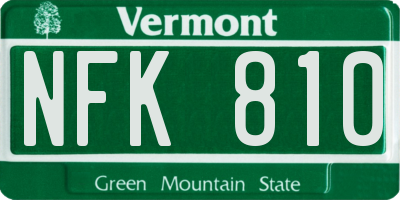 VT license plate NFK810