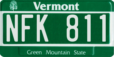 VT license plate NFK811