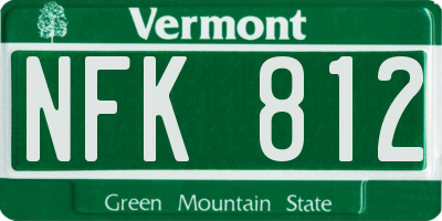 VT license plate NFK812