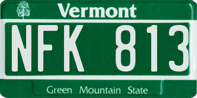 VT license plate NFK813