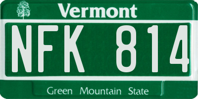 VT license plate NFK814