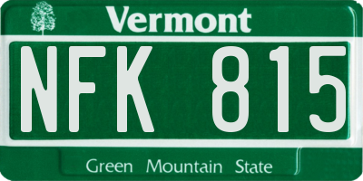 VT license plate NFK815