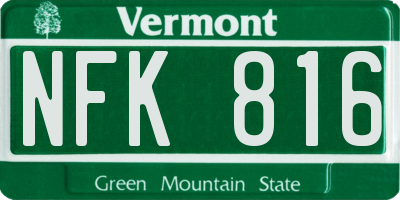 VT license plate NFK816