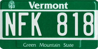 VT license plate NFK818