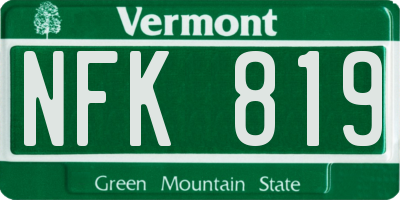 VT license plate NFK819