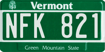 VT license plate NFK821