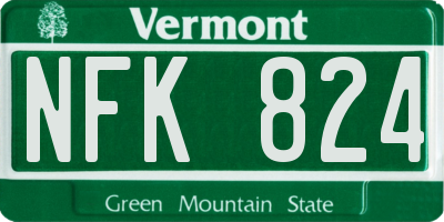 VT license plate NFK824