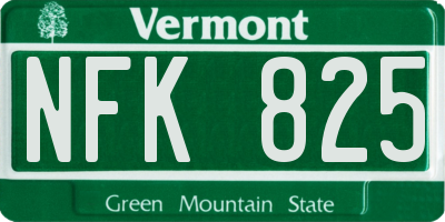 VT license plate NFK825