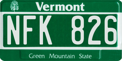 VT license plate NFK826
