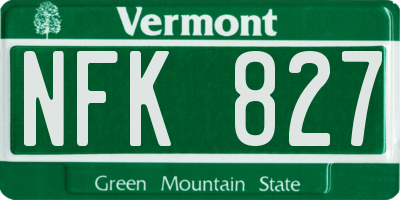VT license plate NFK827