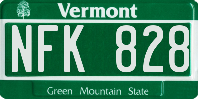VT license plate NFK828