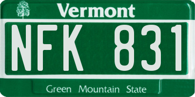 VT license plate NFK831