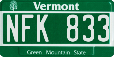 VT license plate NFK833