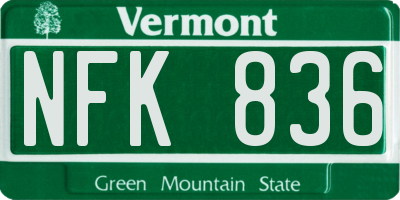 VT license plate NFK836