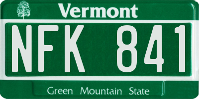 VT license plate NFK841