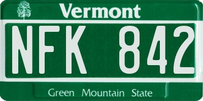 VT license plate NFK842