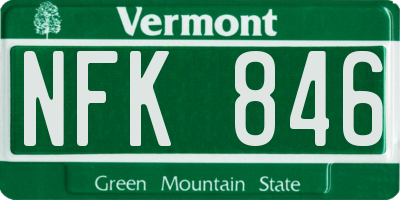 VT license plate NFK846