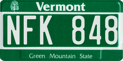 VT license plate NFK848